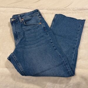 H&M High Waist Cropped Flare Raw Hem Women’s Jeans - Blue